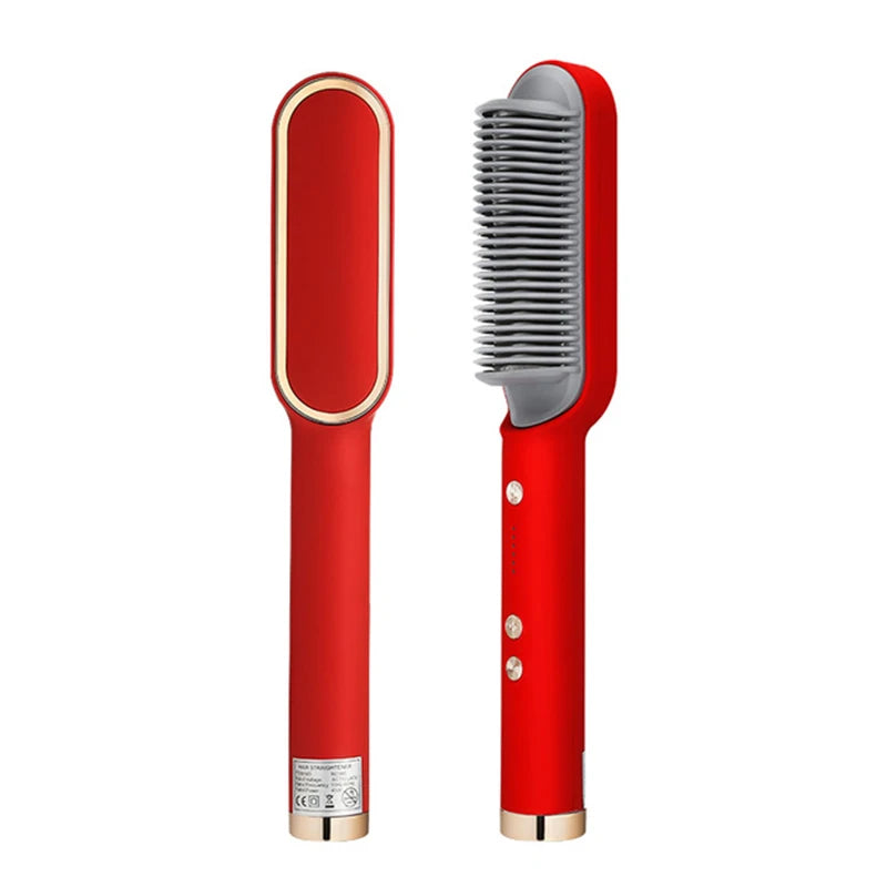 New Hair Straightener Ceramic Hot Comb 2 in 1 Electric Straighten Hair Brush Negative Ion Anti-Scalding Styling Tool